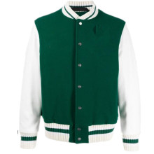 Men Fashion Green Customized Bomber Varsity Jacket Baseball Jacket with Leather Sleeve